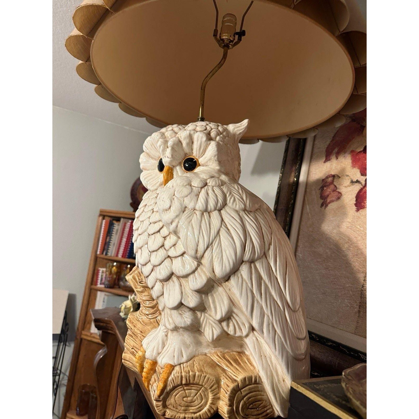 Very Rare one of a kind Large ceramic vintage owl lamp