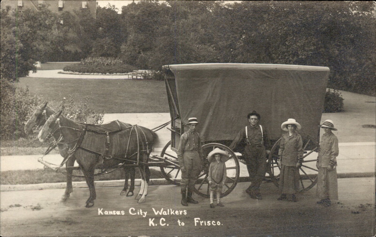 Kansas City to San Francisco Walkers Horse Wagon c1910 RPPC bhn Kansas City to San Francisco Walkers Horse Wagon c1910 RPPC bhn