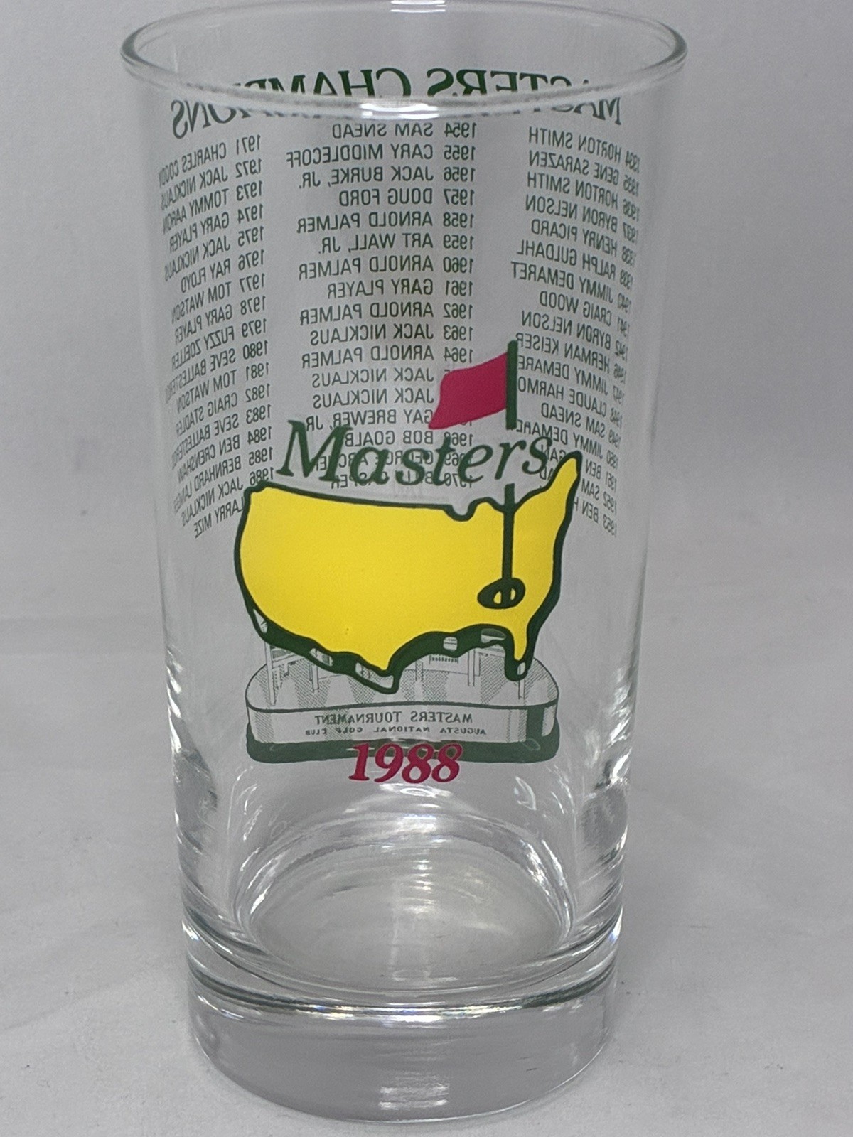 Masters Tournament VTG 1988 Champions Highball Glass Augusta National Golf Club 