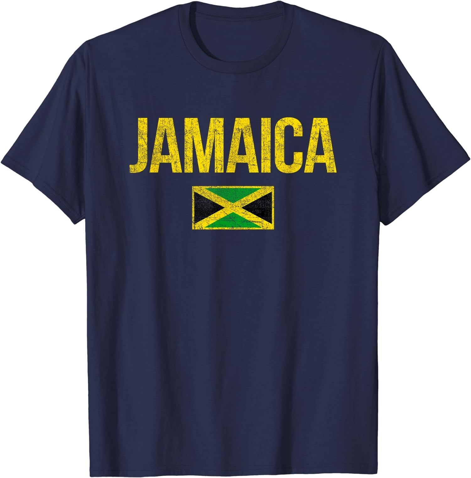 Vintage Jamaica Flag Jamaican Travel Vacation Gift Unisex T-Shirt Size S-5XL