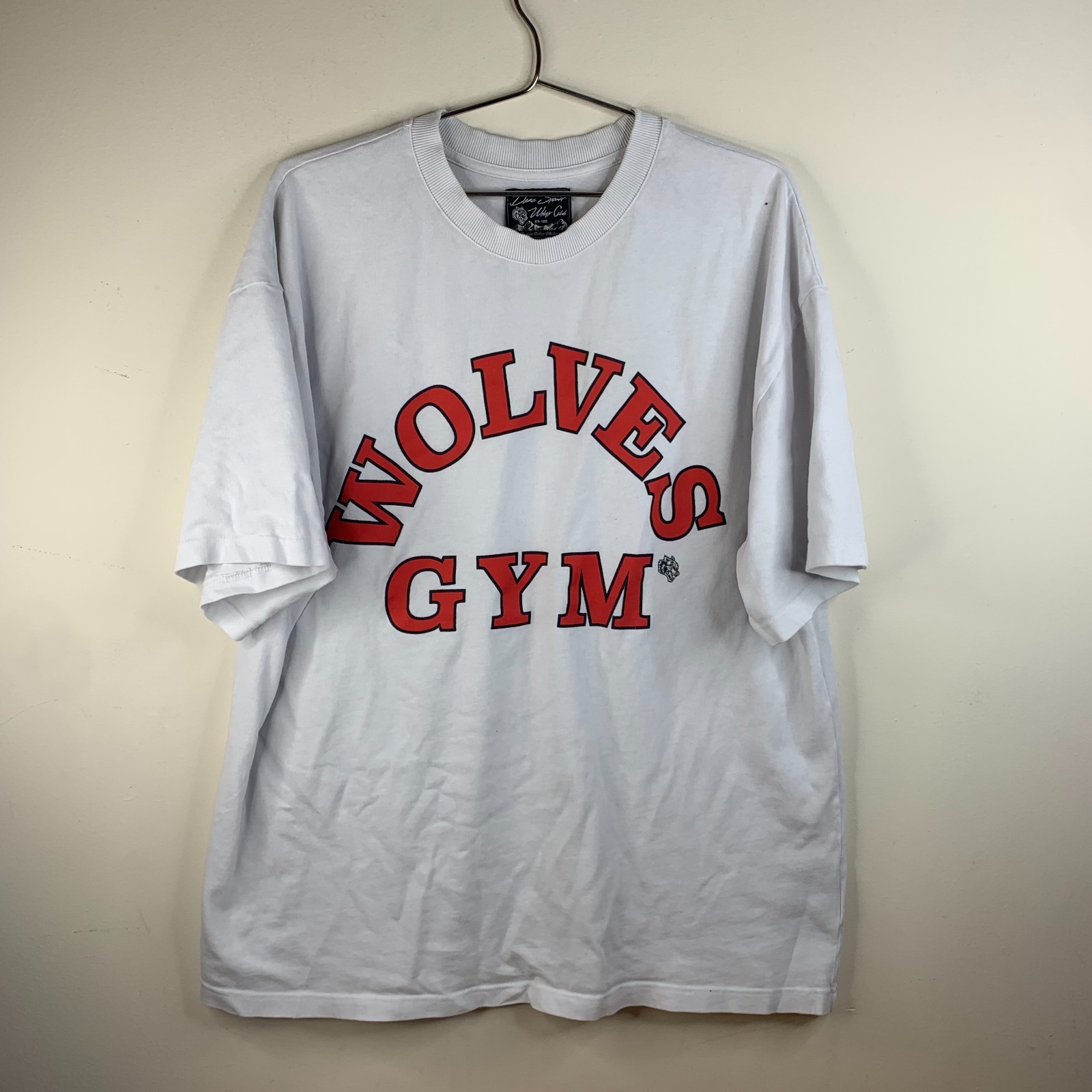 Darc Sport Mens XL Premium White Tee Wolves Gym Oversized Streetwear