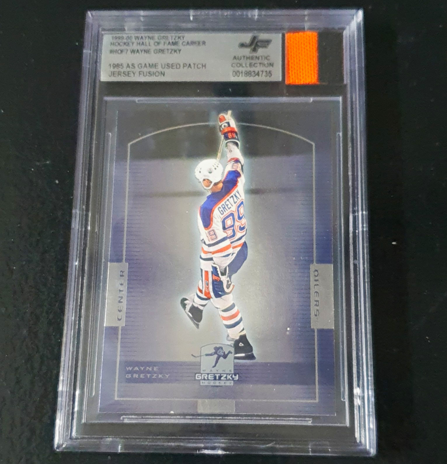 Upper Deck 1999-00 Wayne Gretzky HOF 7 Jersey Fusion Patch Auto BAS 0018834735 Upper Deck 1999-00 Wayne Gretzky HOF 7 Jersey Fusion Patch Auto BAS 0018834735