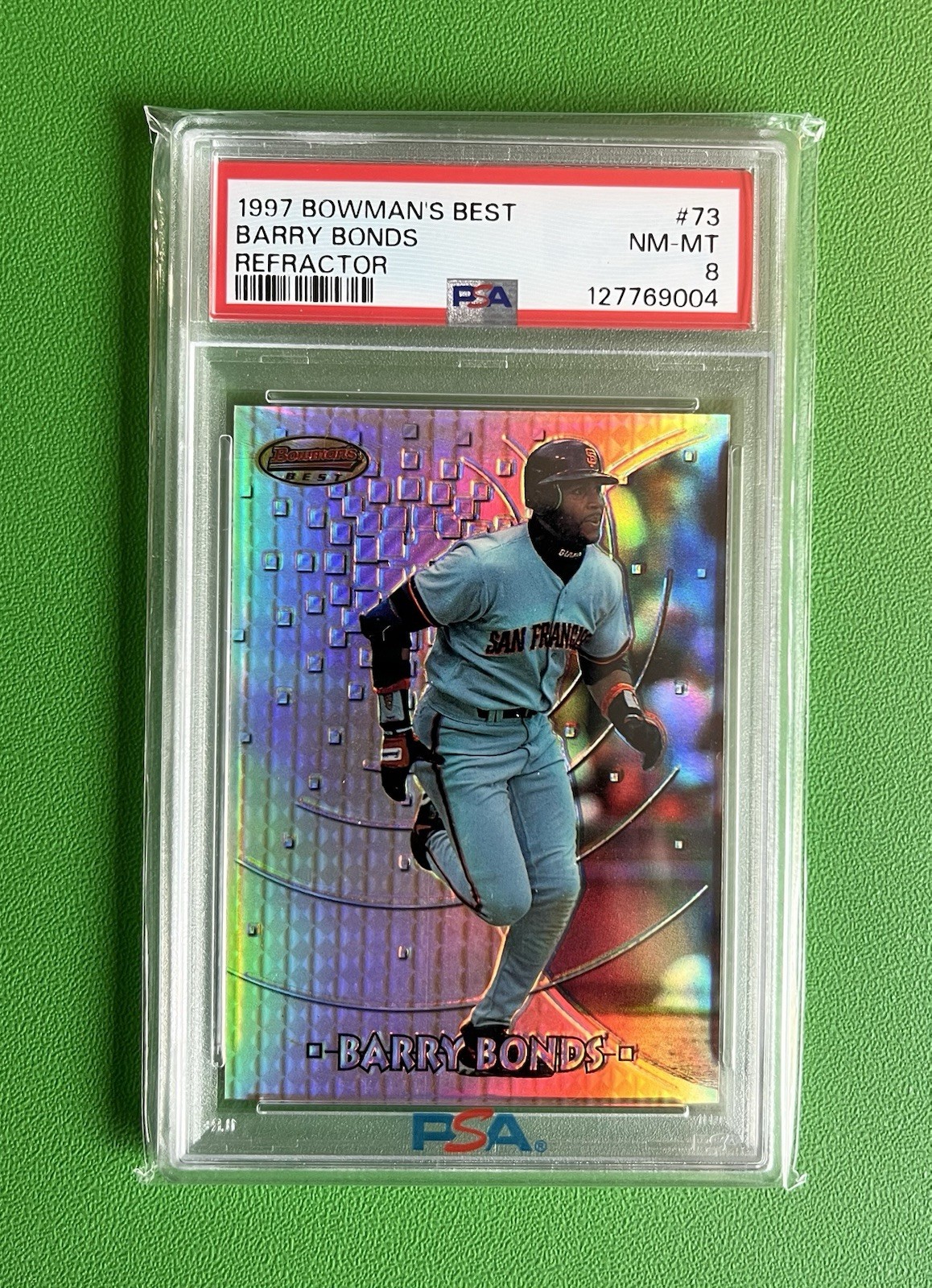 1997 Bowman's Best Barry Bonds Refractor #73 PSA 8 San Francisco Giants 1997 Bowman's Best Barry Bonds Refractor #73 PSA 8 San Francisco Giants