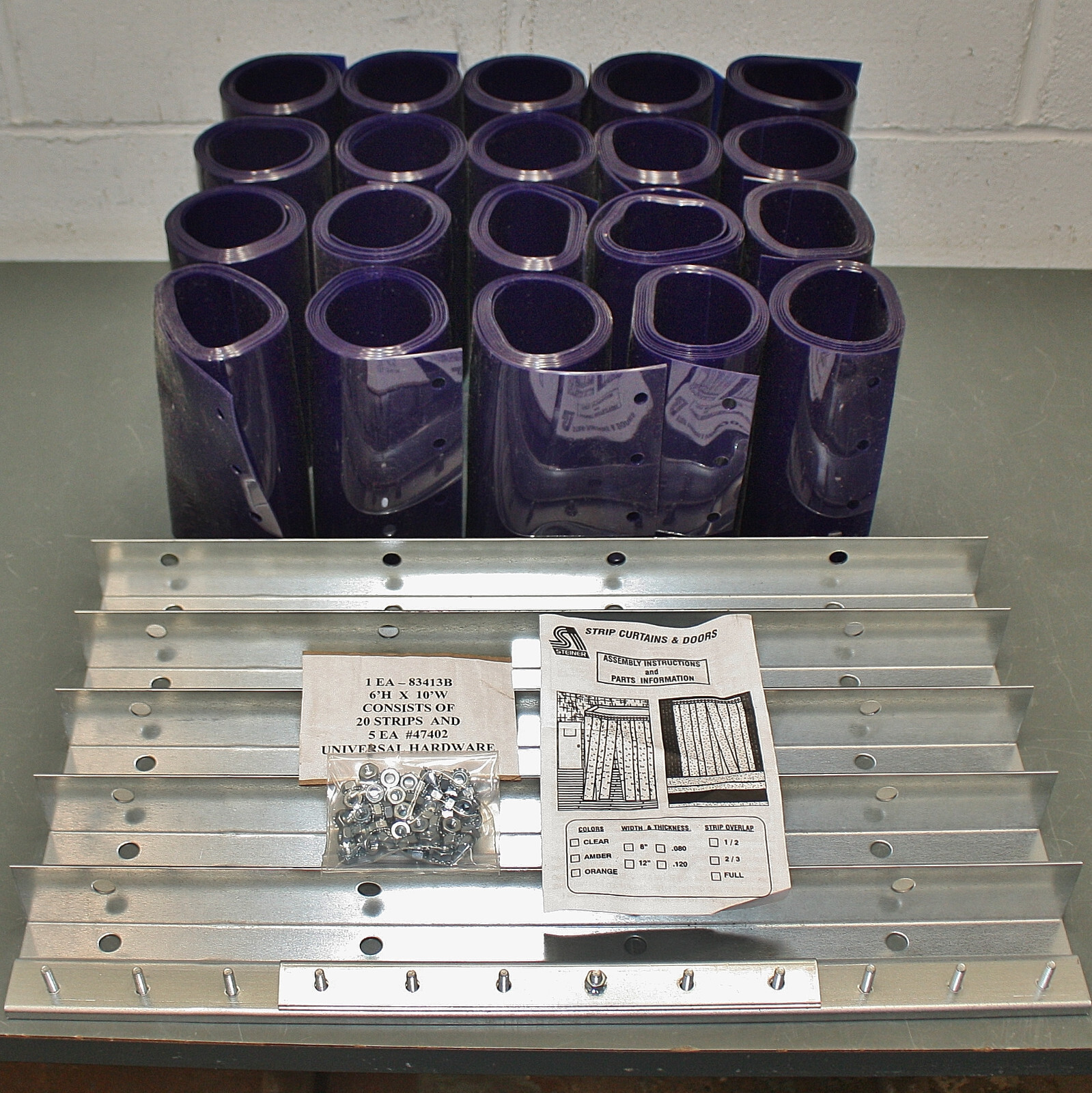Steiner Welding Curtain Strip Door Kit 83413B, 6 ft x 10 ft, Blue Smooth PVC