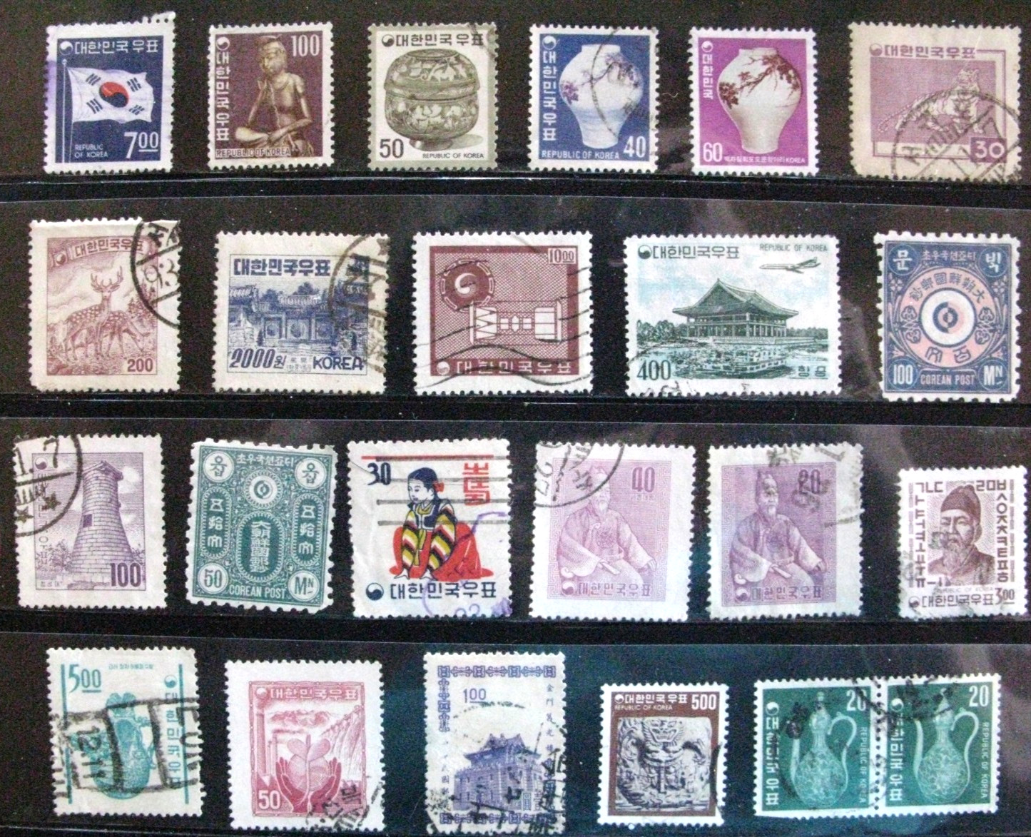 KOREA ASIA USED stamps, lot of 23, many vintage.