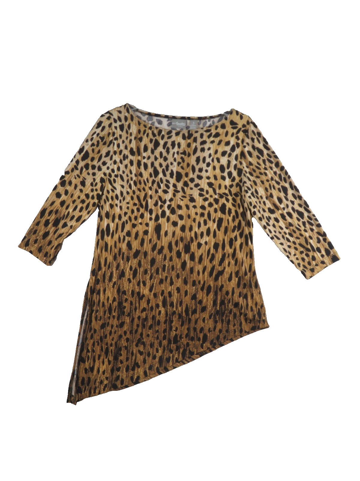 Travelers by CHICO Womens Size 1 Blouse Tunic Animal Print Pull Over