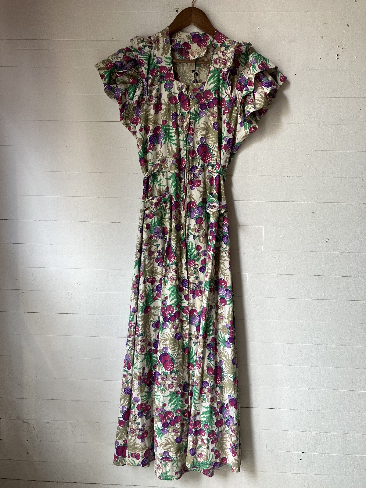 1940s Novelty cotton print Hostess Gown house coat 34x28x52 AR FL