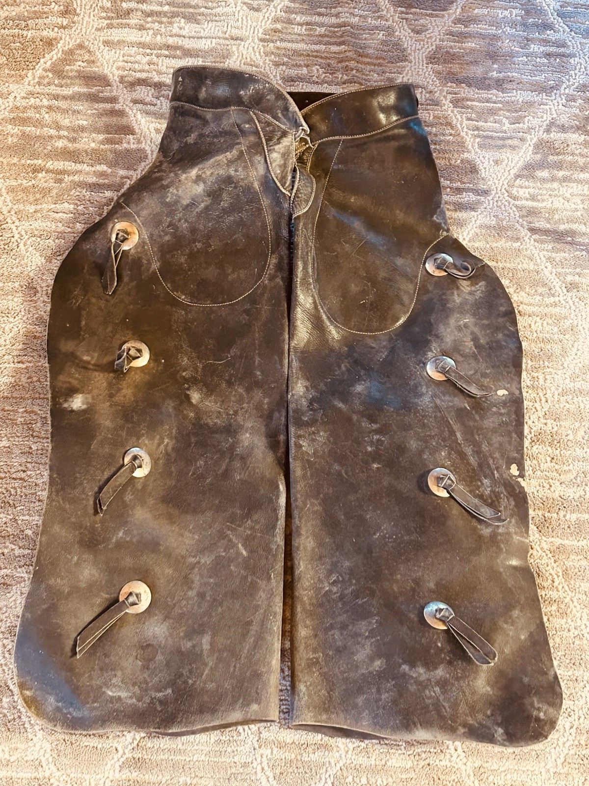 Lichtenberger Ferguson Antique Vtg Western Cowboy Leather Chaps Old 1920s Concho