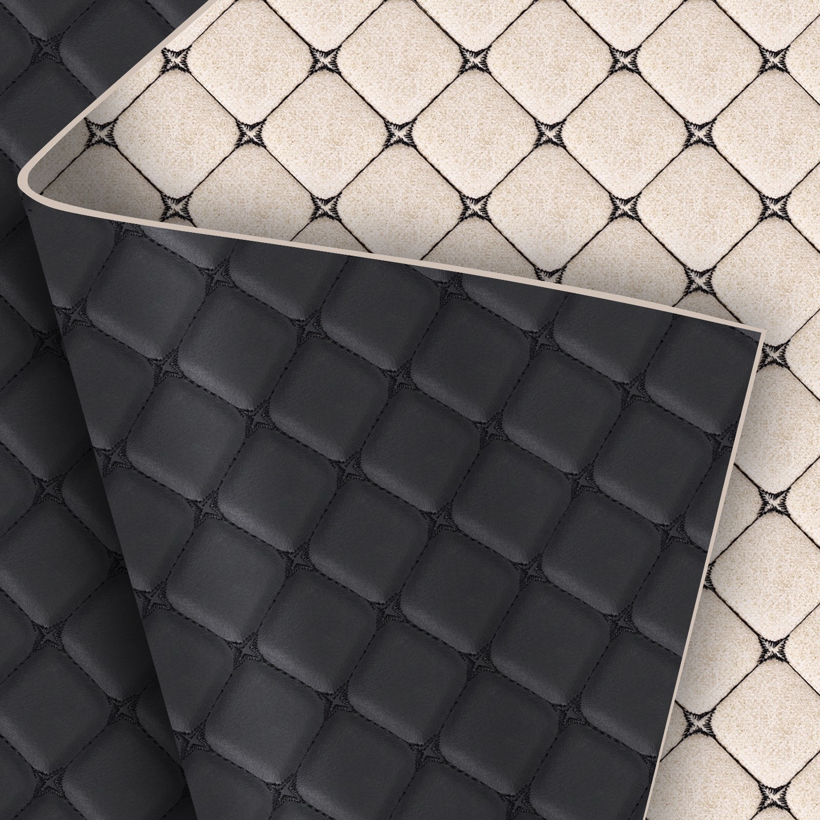 Pebble Grain Quilted Faux Leather 6mm Foam Backed Auto Upholstery 63\