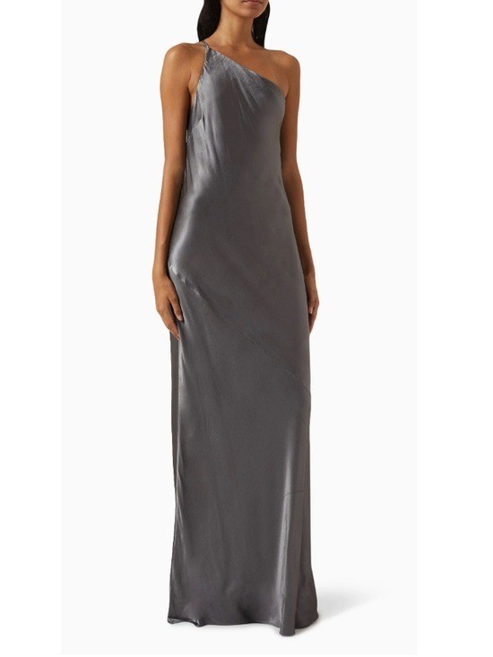 NWT Shona Joy La Lune One Shoulder Metallic Sheath Maxi Dress Silver 0 NWT Shona Joy La Lune One Shoulder Metallic Sheath Maxi Dress Silver 0