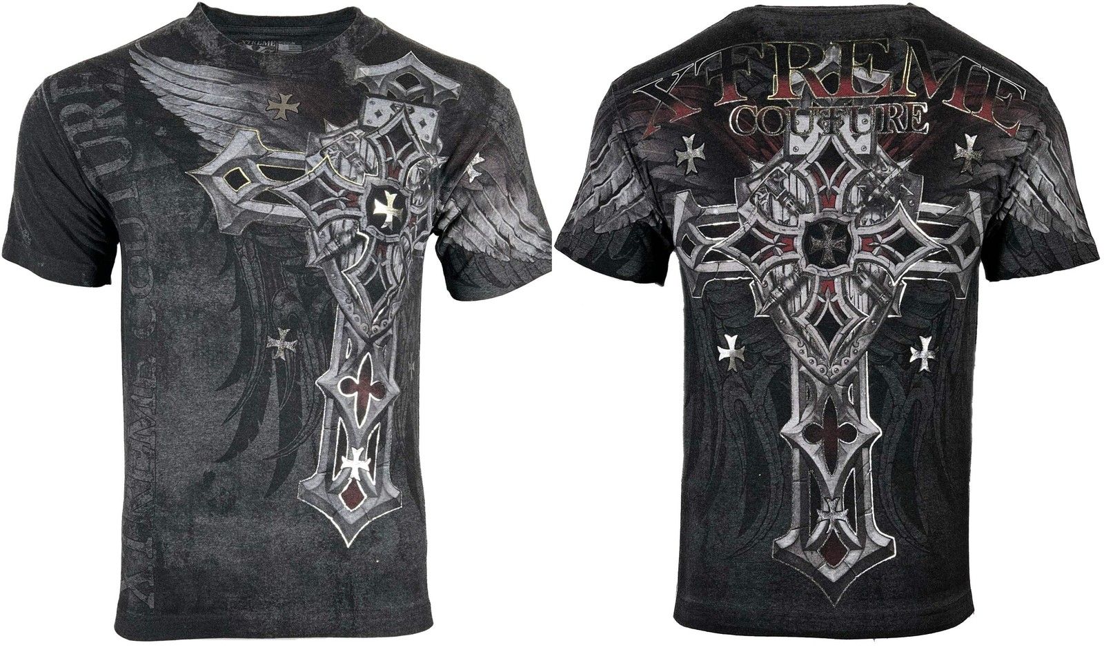 Xtreme Couture By Affliction Men\'s T-Shirt Battledome Biker Cross