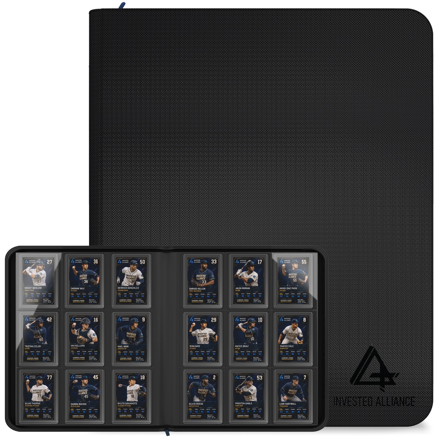 9 Pocket Toploader Binder Holds 288 Cards Zipper Trading Card Album