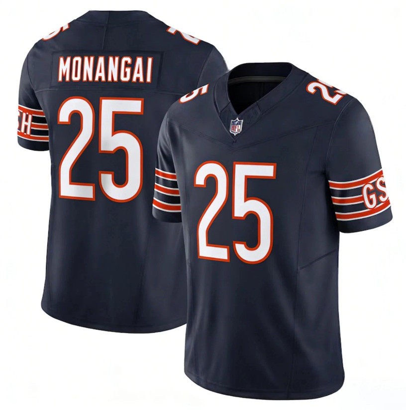 New Kyle Monangai #25 Men's Bears Player Jersey Size S-3XL