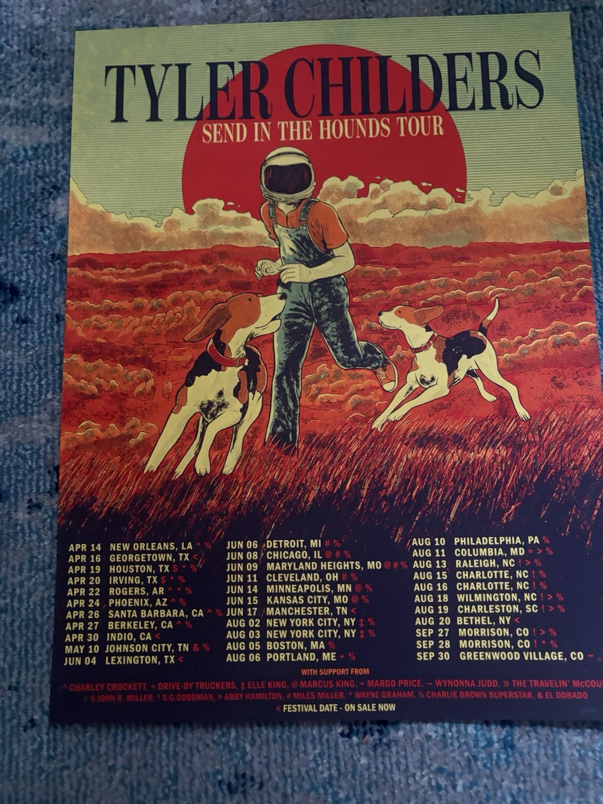 Authentic Tyler Childers 2023 Send in the Hounds Tour Poster #2266/3000 Authentic Tyler Childers 2023 Send in the Hounds Tour Poster #2266/3000
