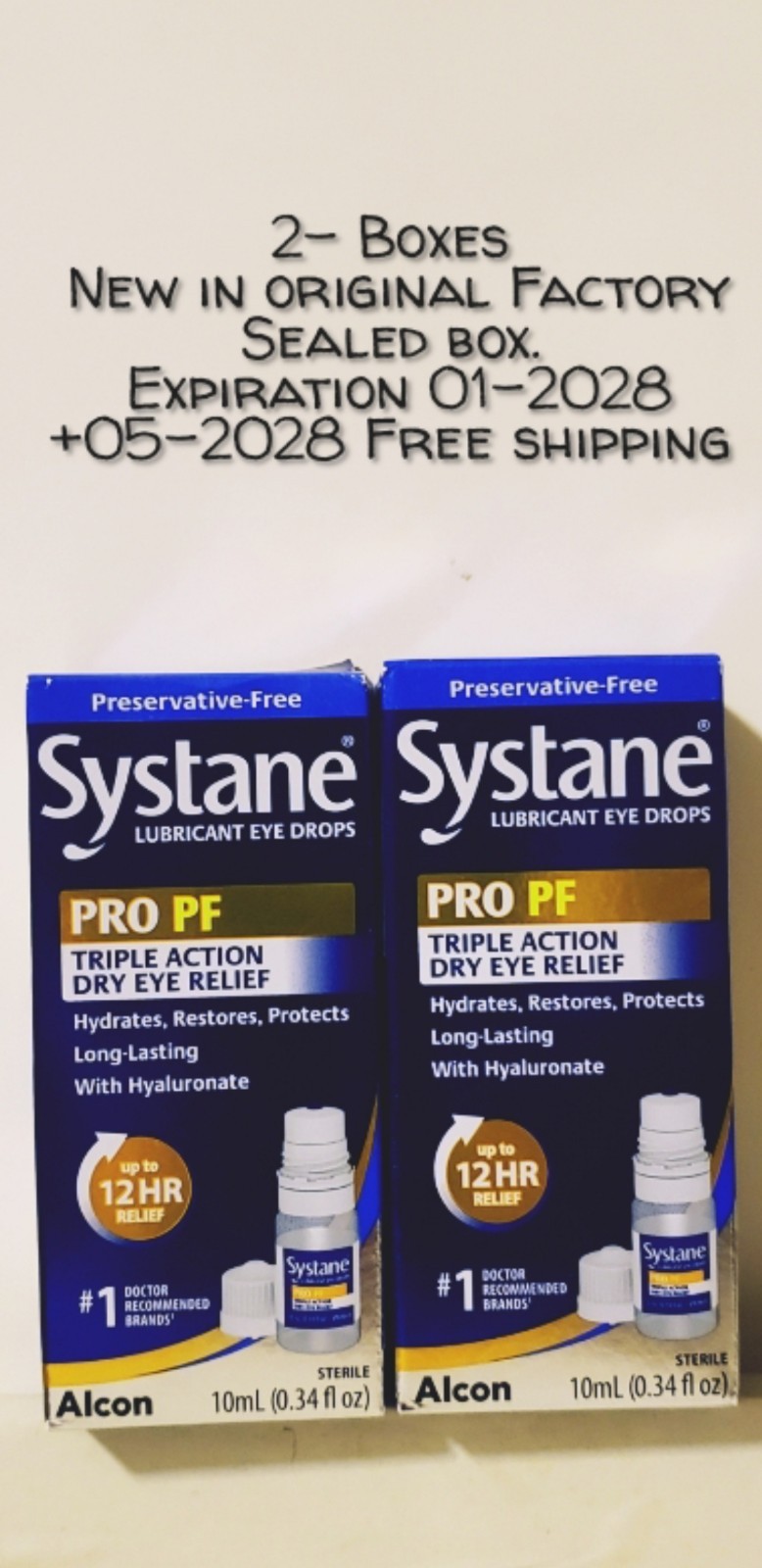 Systane Pro PF Triple Action Dry Eye Relief 2-Full Sz boxes New Factory Sealed 