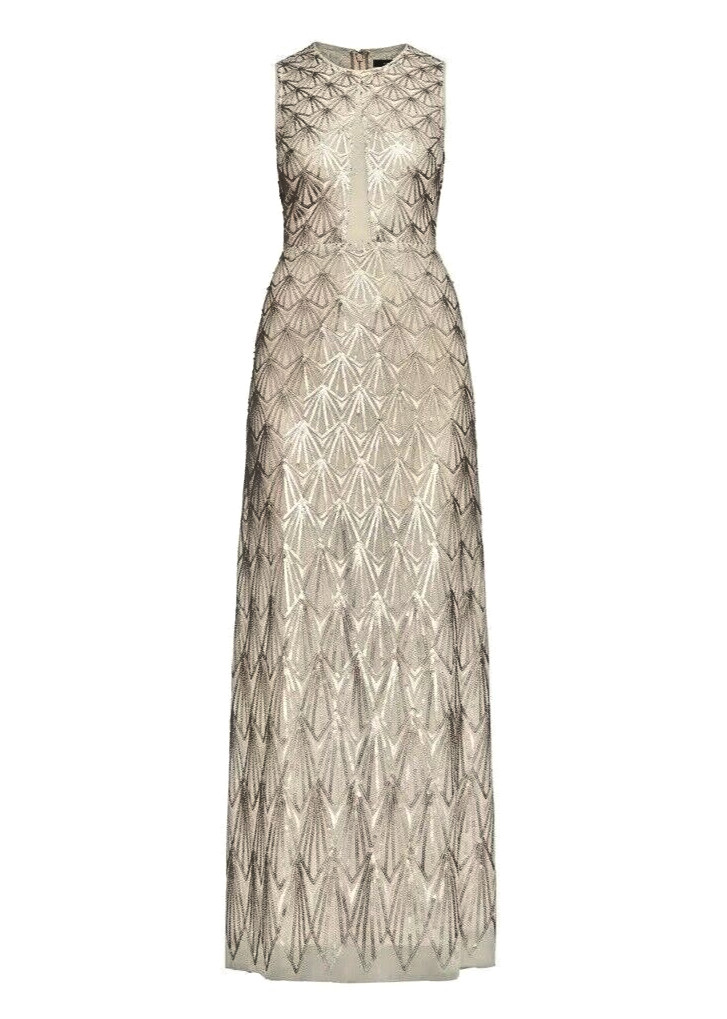 BCBGMAXAZRIA Patti Embroidered Deco-Sequin Gown Womens Formal Maxi Dress - NWT 2