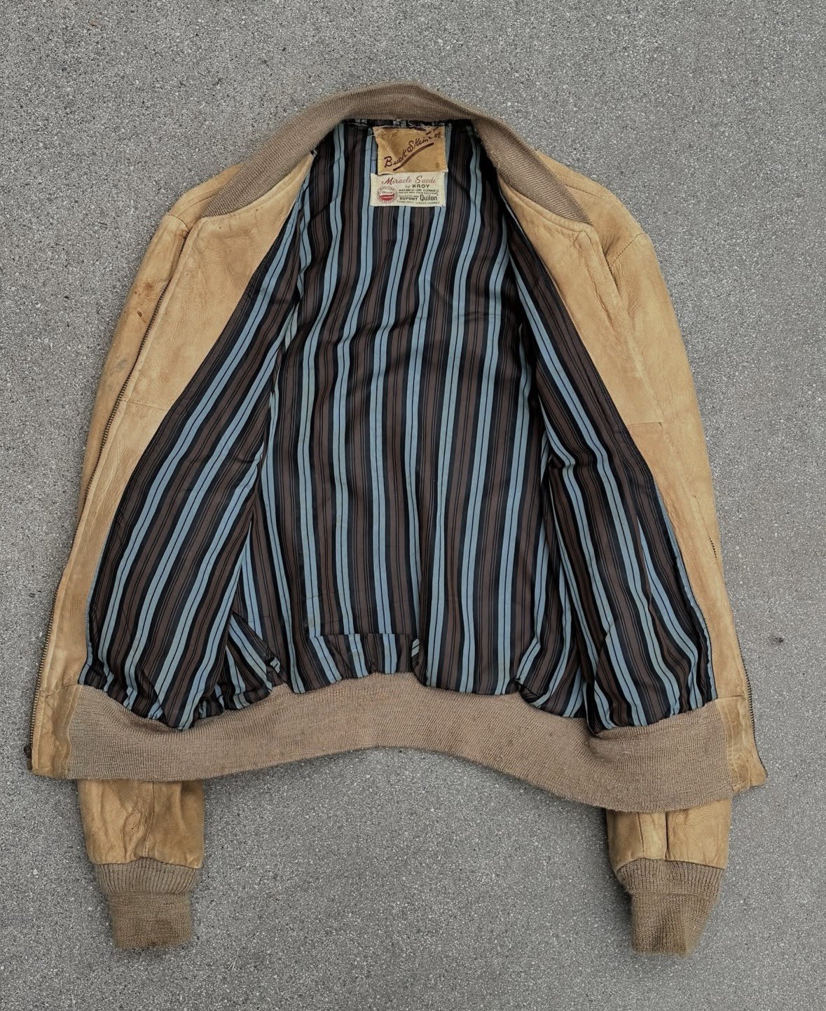 Vintage 40s/50s Buck Skein Joe Lined Leather Suede Jacket - Size 40 Tanker Style