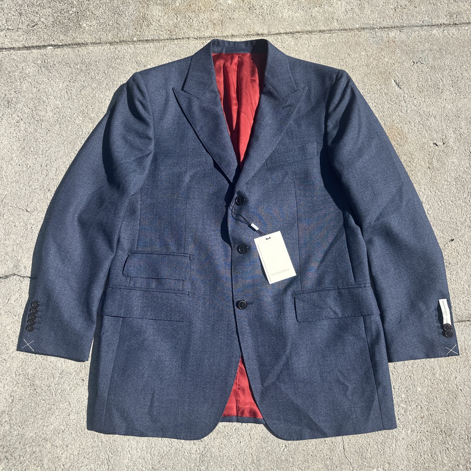SuitSupply Washington Blazer Navy Blue Wool Mens Size US 44 Custom Made W/ Tags