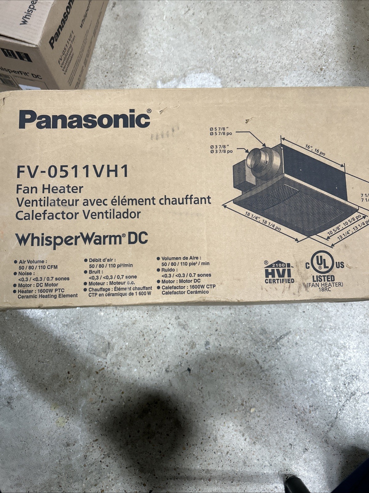 Panasonic  FV-0511VH1 Bath Fan and Heater Exhaust Fans