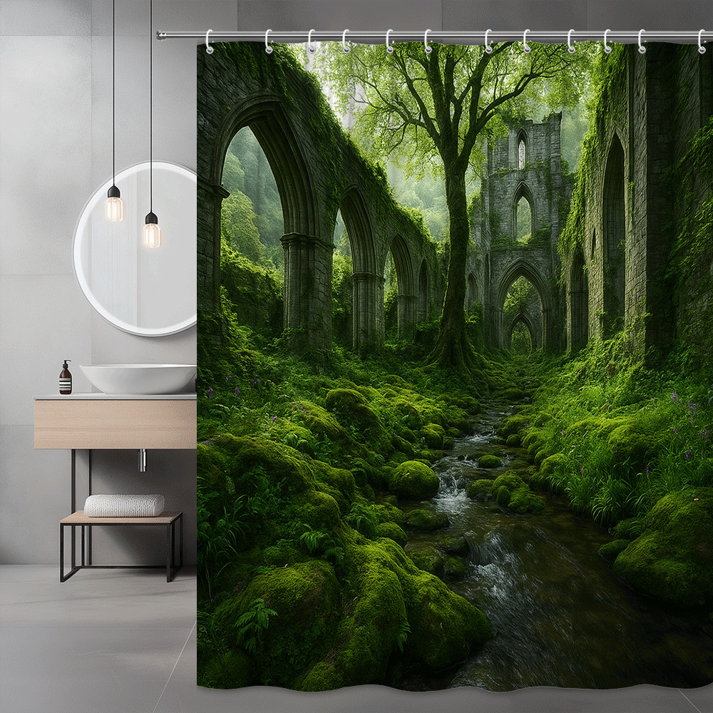 Beautiful Green Forest Shower Curtain for Bathroom Decor