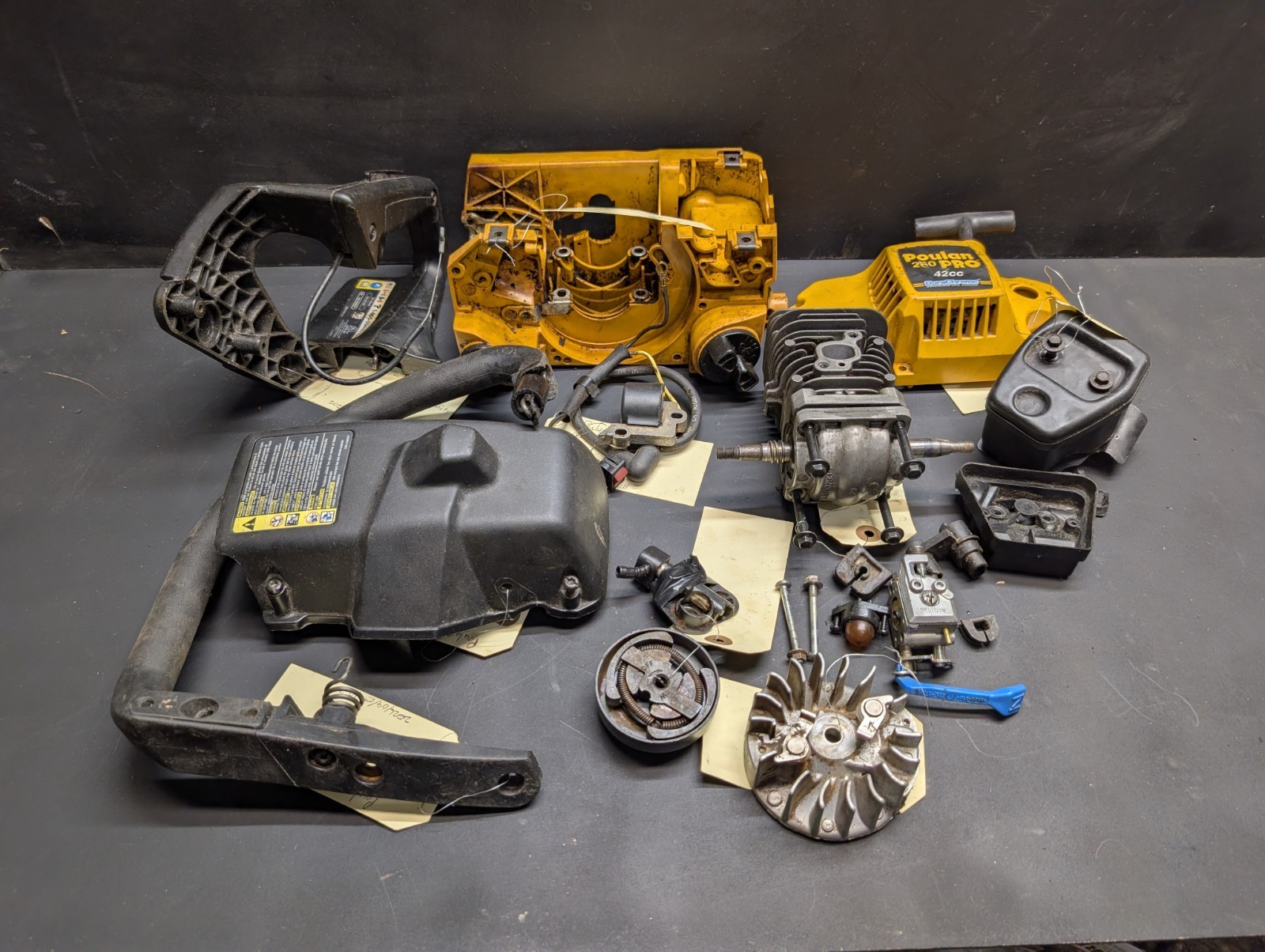 OEM Poulan Pro 260 PRO 42cc Chainsaw Parts Lot Cylinder Piston Coil Carb Brake