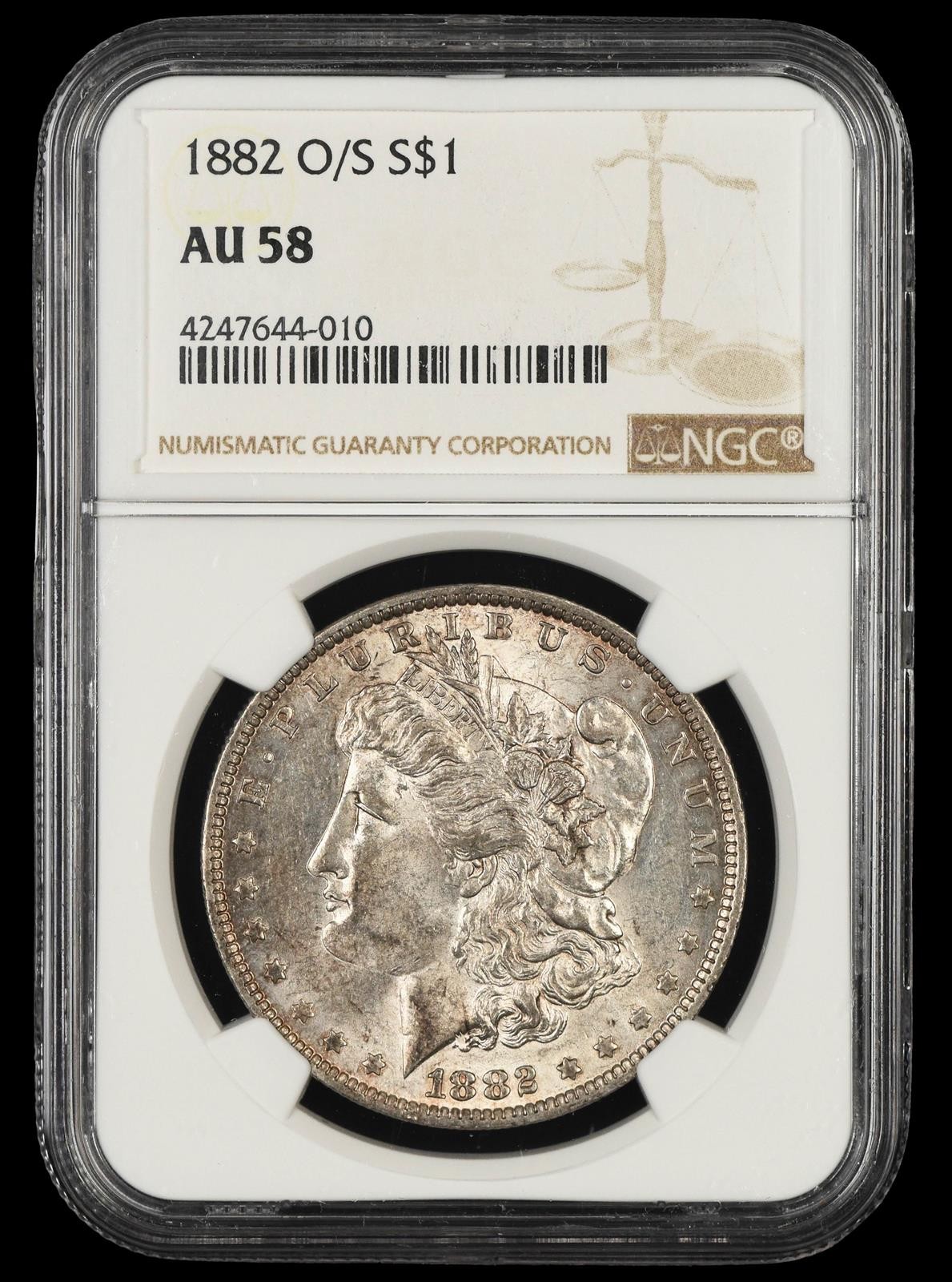 1882 O/S $1 NGC AU-58