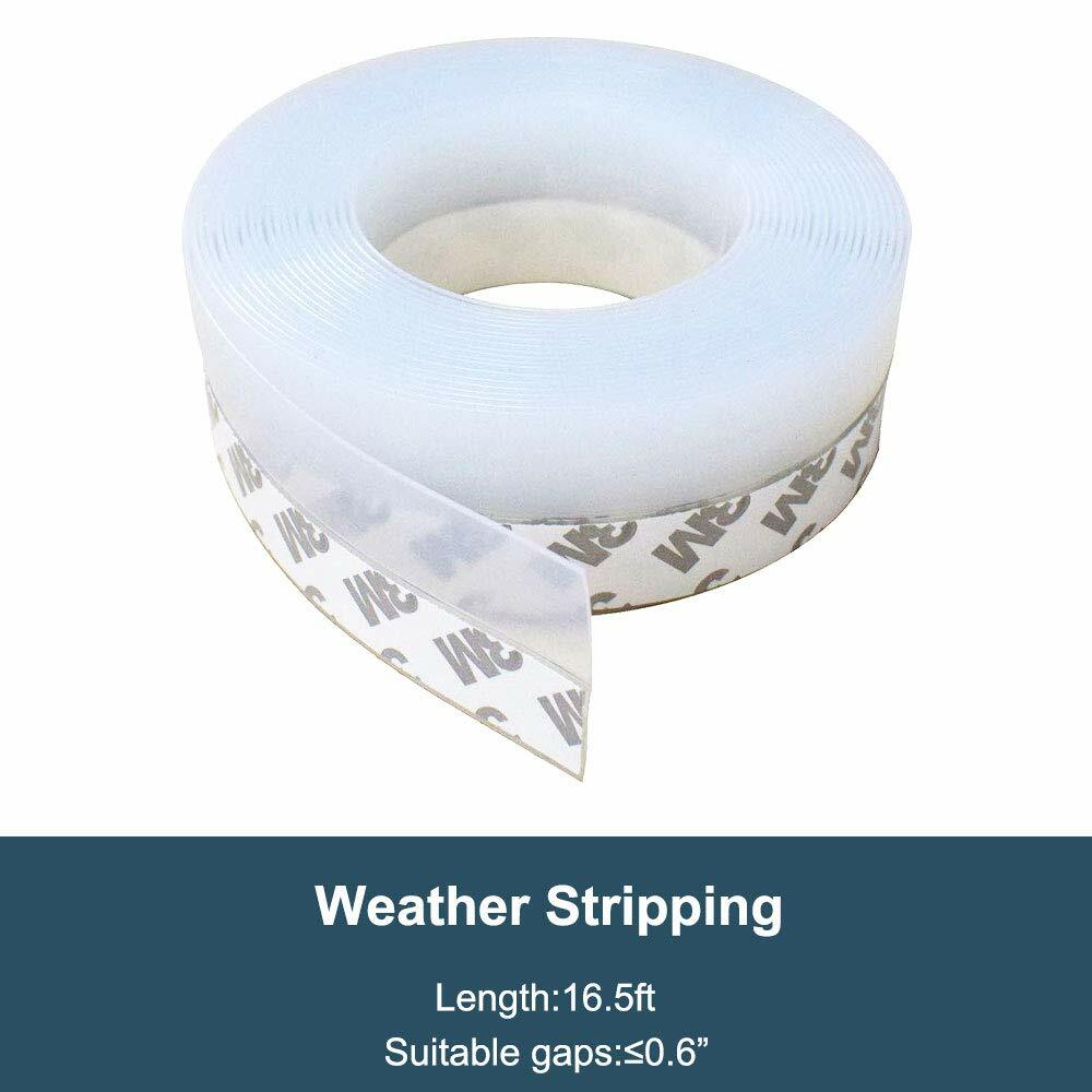 16FT/5M Weather Stripping Door Seal Strip Self Adhesive Silicone Bottom Stopper