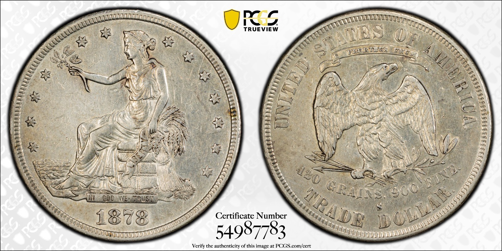 1878 S TRADE DOLLAR JUST GRADED PCGS XF45 GOLD SHIELD 1878 S TRADE DOLLAR JUST GRADED PCGS XF45 GOLD SHIELD