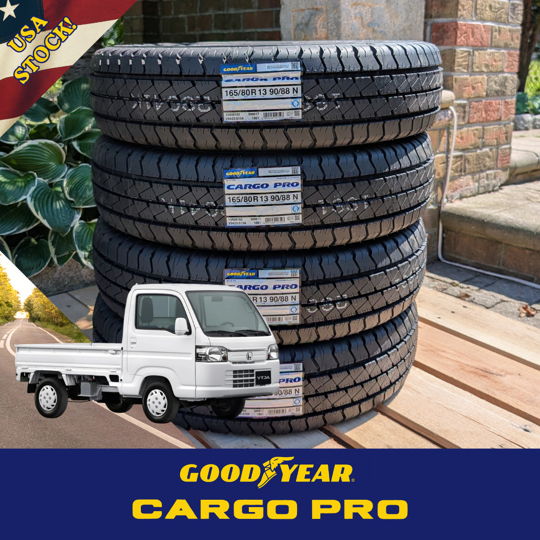 Goodyear Cargo Pro Kei/Mini Truck Tires 165/80R13 (4) - Brand New, 165R13