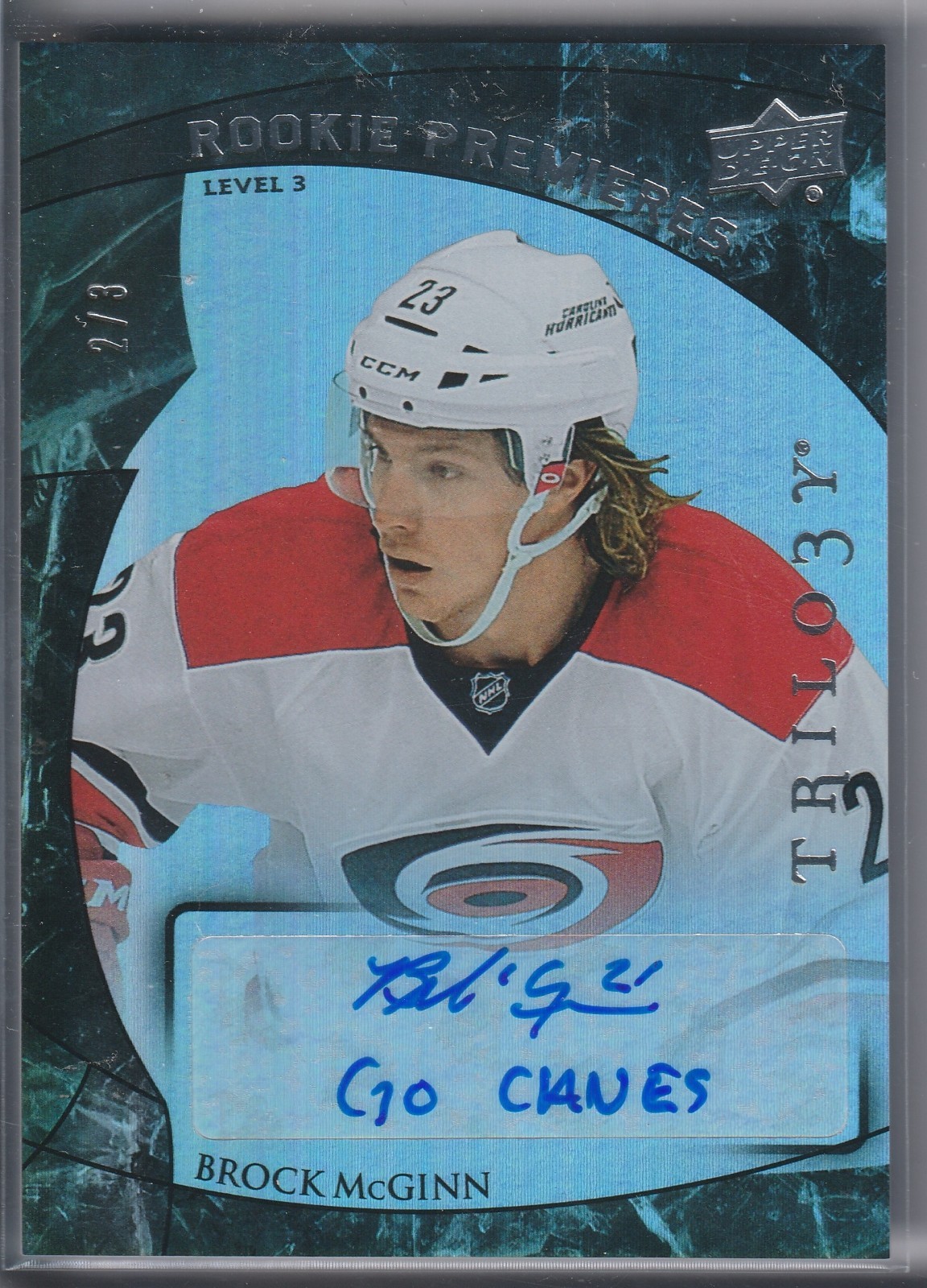 2015-16 UD Trilogy - Rookie Premieres Level 3 AUTO Brock McGinn #177 SSP /3 2015-16 UD Trilogy - Rookie Premieres Level 3 AUTO Brock McGinn #177 SSP /3