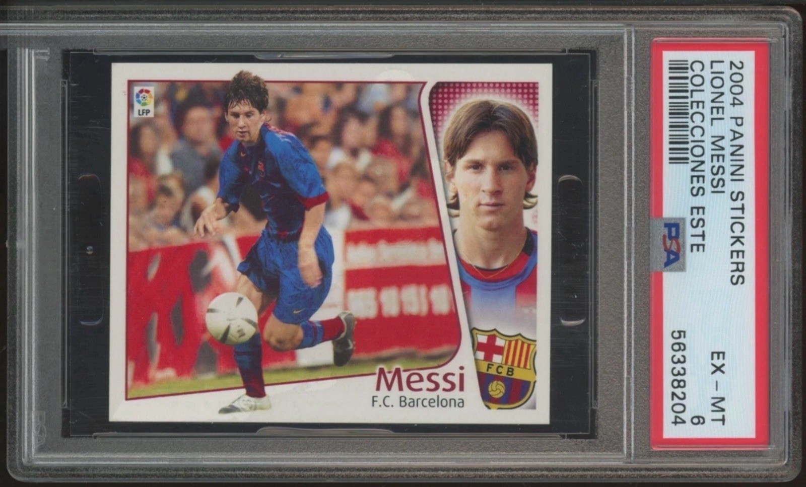 Lionel Messi 2004 Panini Stickers Colecciones Este Rookie PSA 6 💎🐐📈 Lionel Messi 2004 Panini Stickers Colecciones Este Rookie PSA 6 💎🐐📈