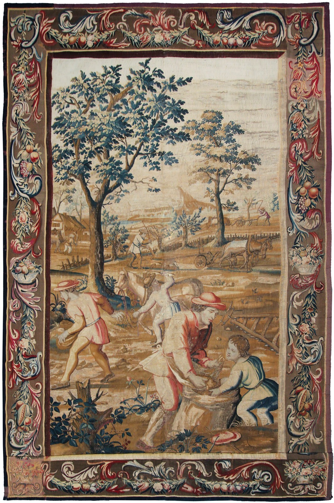 7x11 Antique French Verdure Tapestry Wool & Silk Decorative Wall Art 18th C.