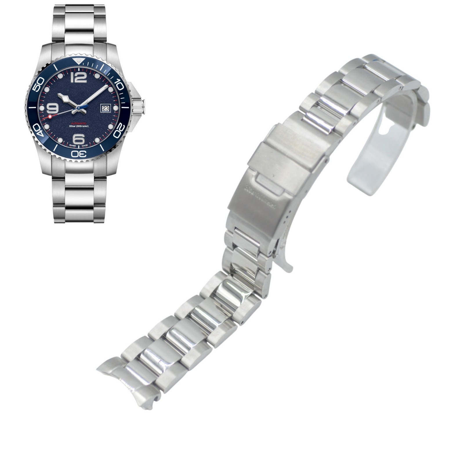 HydroConquest L37814986 L600154855 21mm Silver Steel Watch Bracelet For Longines HydroConquest L37814986 L600154855 21mm Silver Steel Watch Bracelet For Longines