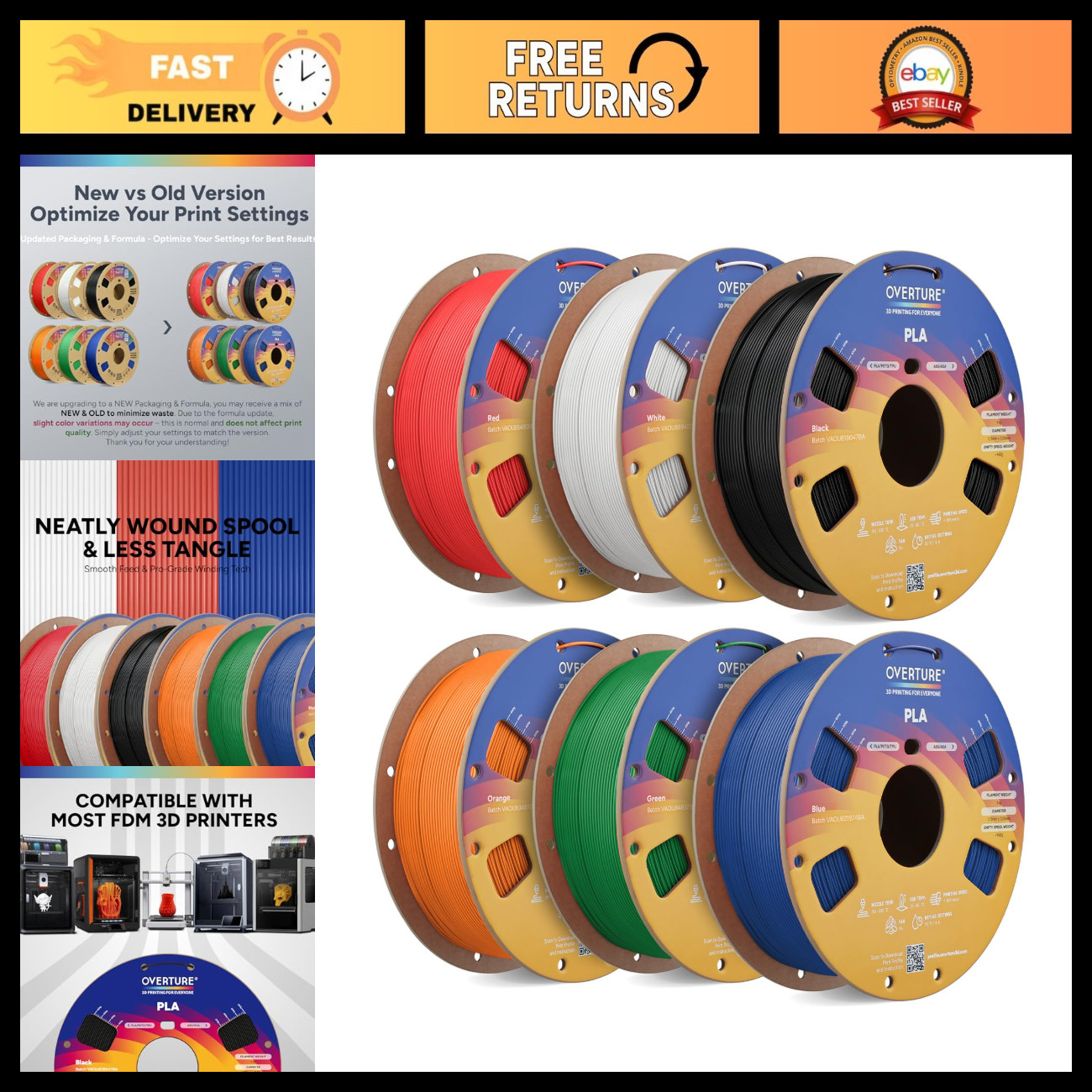 High-Speed 1.75mm PLA Filament Bundle - 6KG for 3D Printing, Smooth & Durable