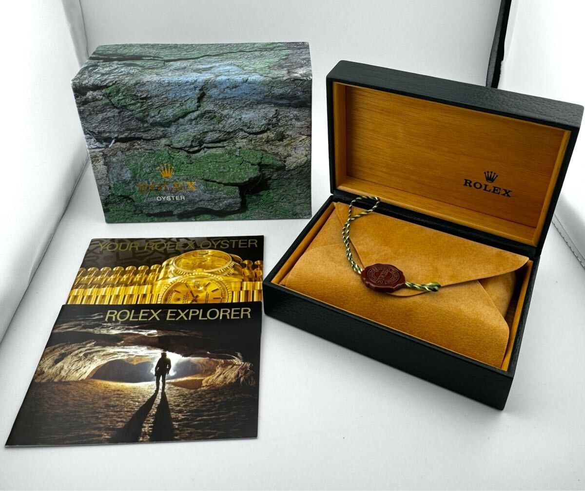 Rolex Explorer Box Set Green Leather Wood Box Outer Box Booklets Seal Tag 16570