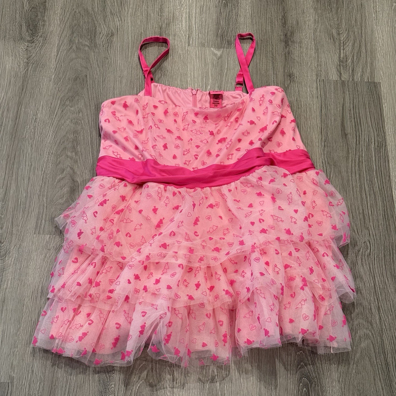 Torrid x Betsey Johnson Pink Tiered Tulle Mini Dress Heart Arrows Plus Size 30 Torrid x Betsey Johnson Pink Tiered Tulle Mini Dress Heart Arrows Plus Size 30