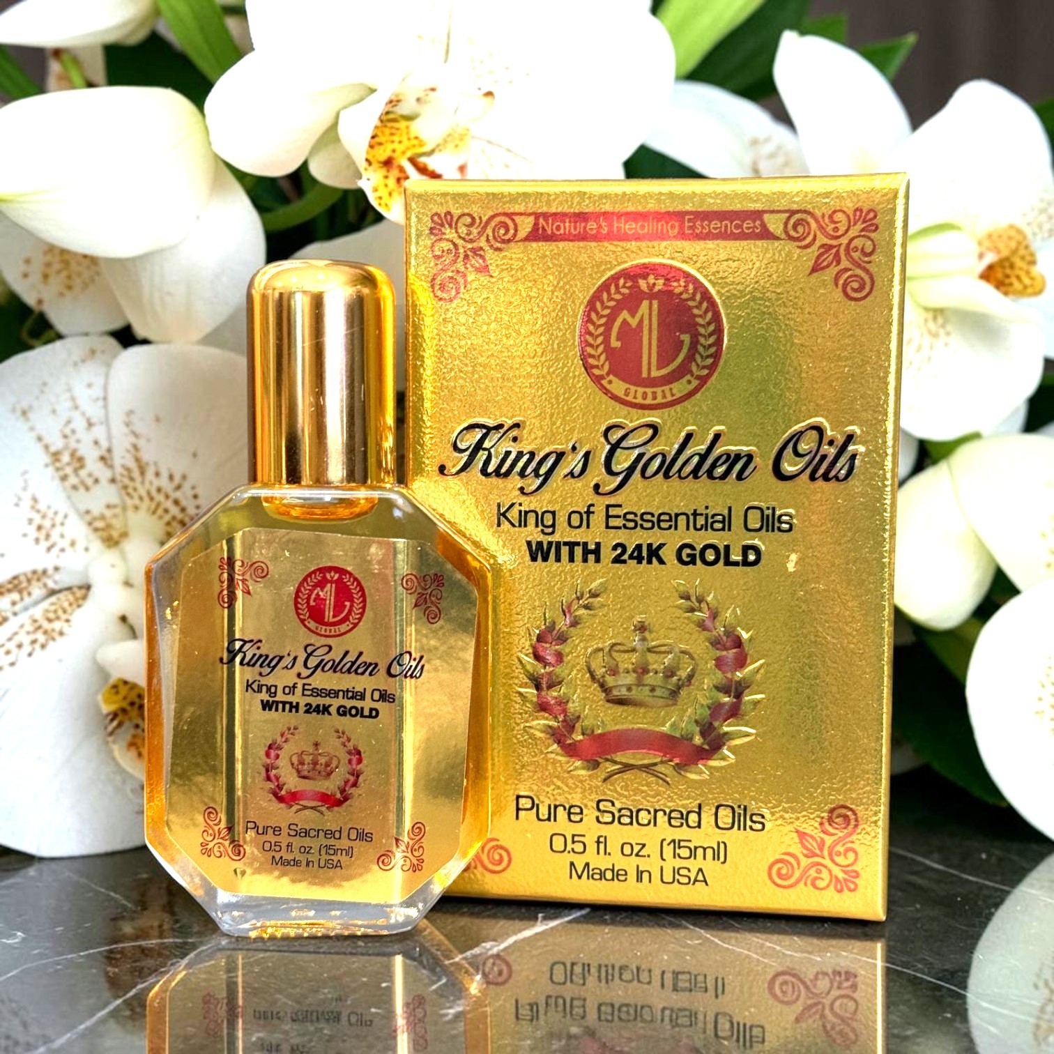 King Golden Roll-On Essential Oil 24K -Dầu Nóng Nguyên Chất Vàng 24K-Made in USA