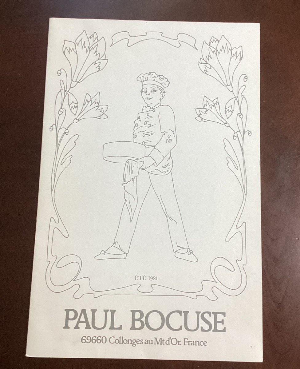French Chef Paul Bocuse’s Restaurant Menu w/Wine List Summer 1981 France French Chef Paul Bocuse’s Restaurant Menu w/Wine List Summer 1981 France
