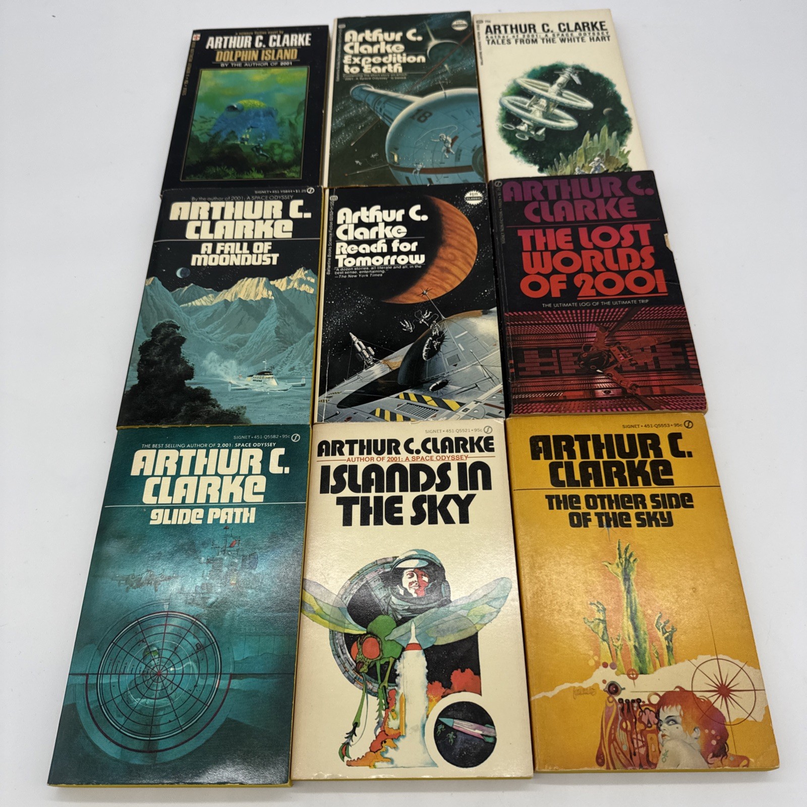 Vintage Arthur C Clarke Sci-Fi Paperback Lot of 9 Books Signet Ballantine