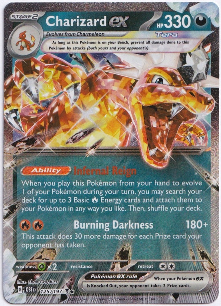 Charizard Ex Ultra Rare Holo 125/197 Sv:03 Obsidian Flames Charizard Ex Ultra Rare Holo 125/197 Sv:03 Obsidian Flames