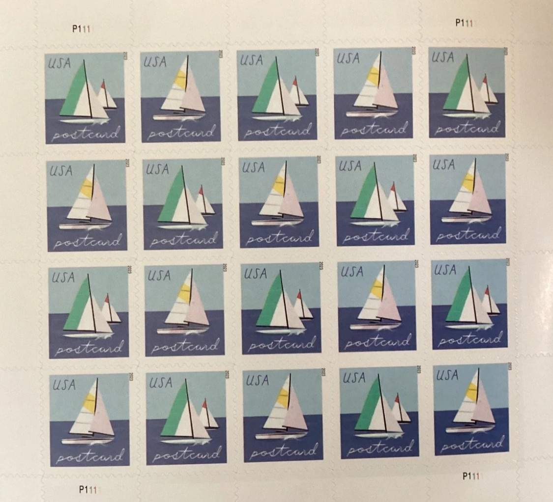 USPS 2023 Postcard Forever Rate Sailboat Stamps Scott# 5747-5748- 5sheets/100 pc USPS 2023 Postcard Forever Rate Sailboat Stamps Scott# 5747-5748- 5sheets/100 pc