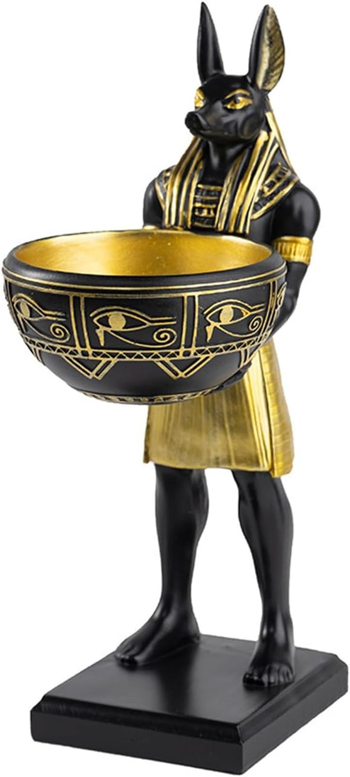 Anubis Statue with Bowl – 10” Egyptian God Resin Decor for Home or Office