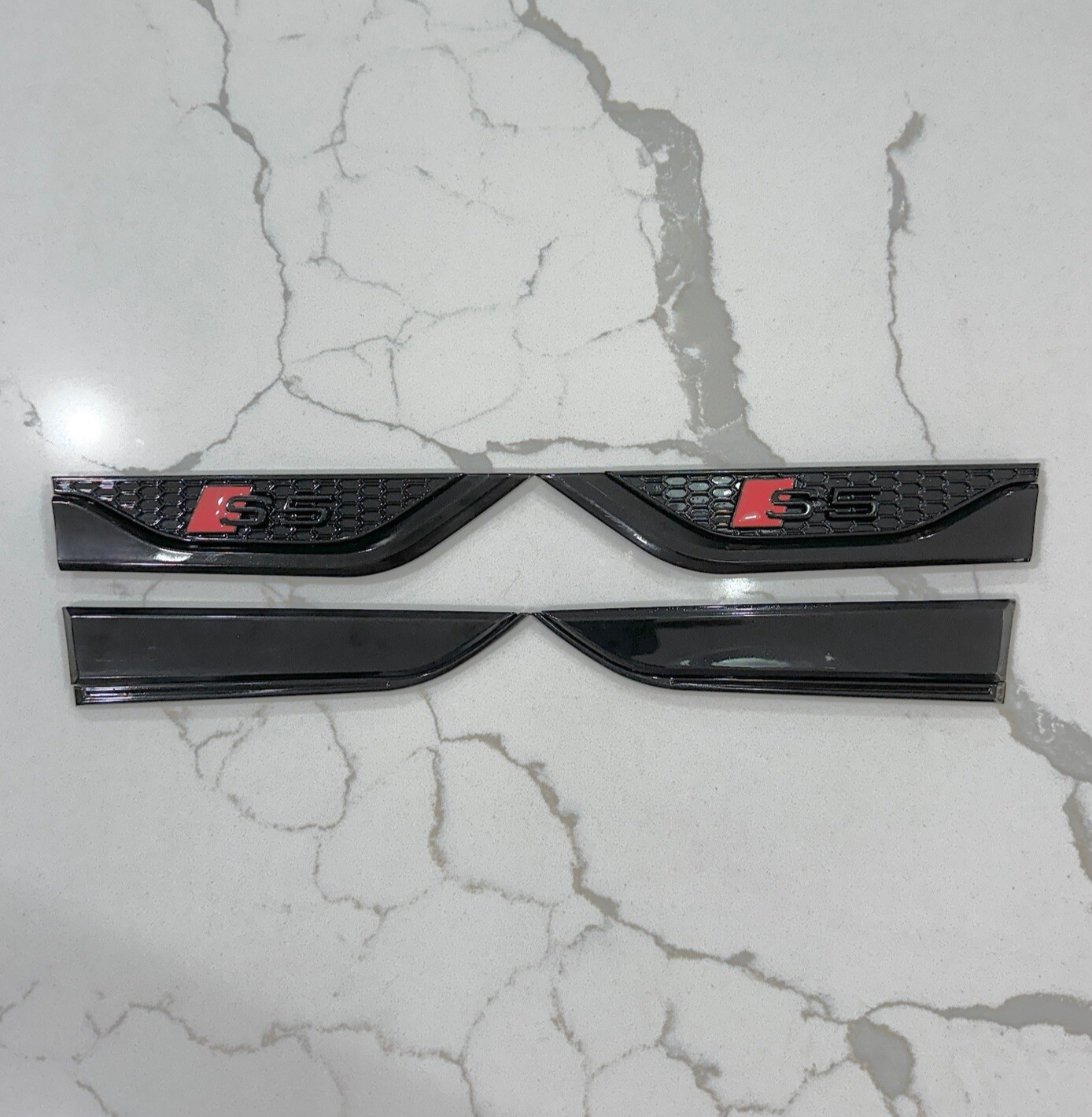 NEW Audi S5 (B9) Blackline Fender Badge Door Emblems Black 4-set Logo Full Set