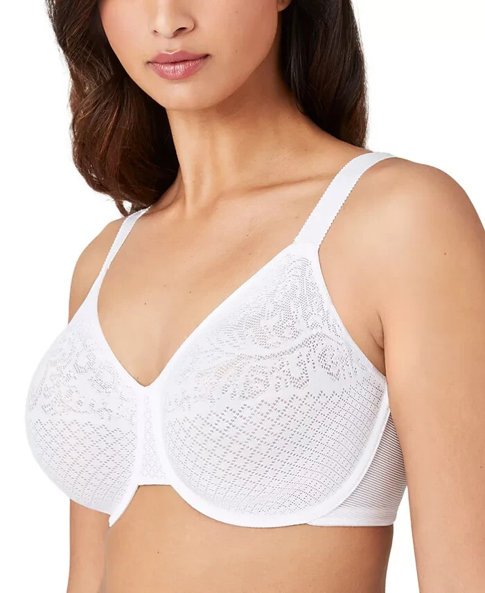 Wacoal Sheer Mesh Minimizer Bra 30G White 857210 Adjustable Straps NEW
