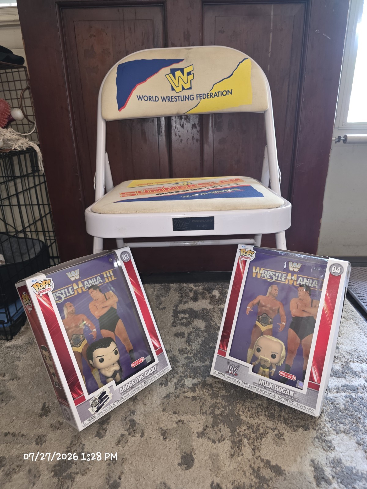 WWE WWF Summerslam 1996 Ringside Chair 1 Of 450 Gund Arena + 2 free Funko pops WWE WWF Summerslam 1996 Ringside Chair 1 Of 450 Gund Arena + 2 free Funko pops