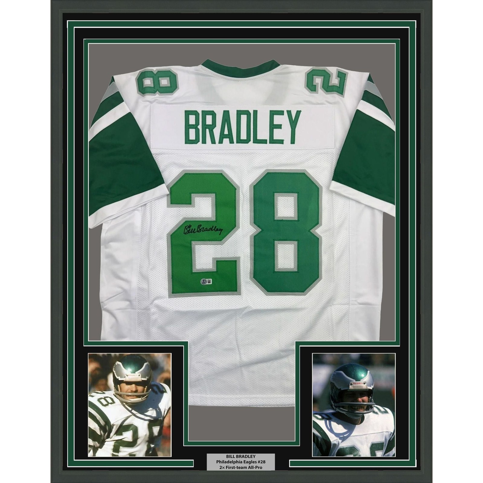 Framed Signed Bill Bradley 35x39 Philadelphia White Jersey Beckett BAS COA Framed Signed Bill Bradley 35x39 Philadelphia White Jersey Beckett BAS COA