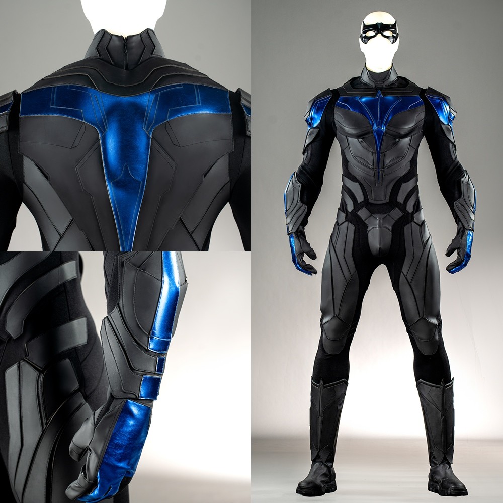 Night Superhero Blue Wing Costume Cosplay Full Set Top Version