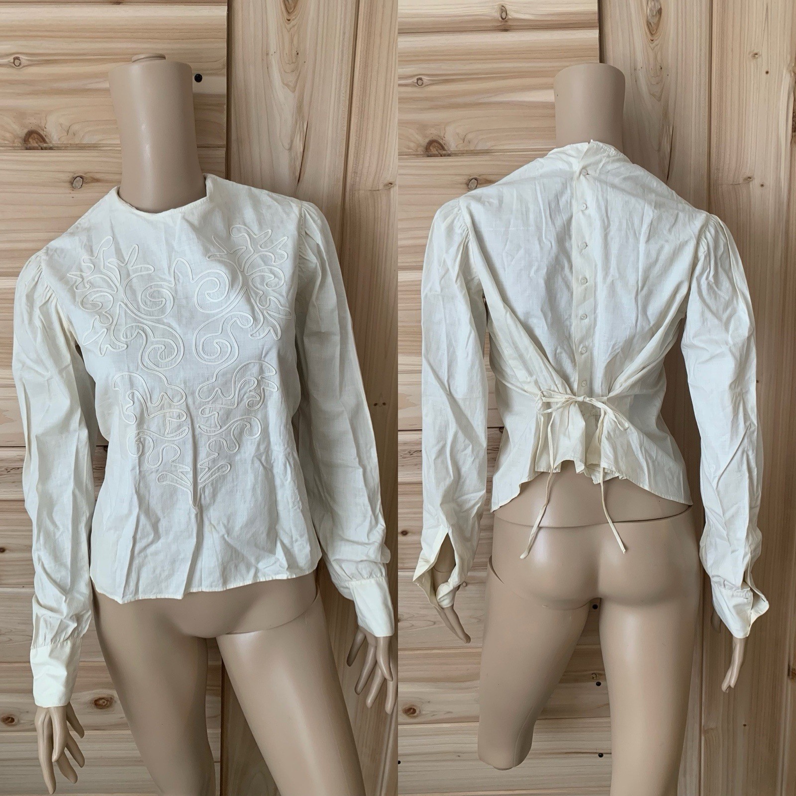 Unusual Find Early 1900s Cotton Spring Summer Blouse With Piping Detail 