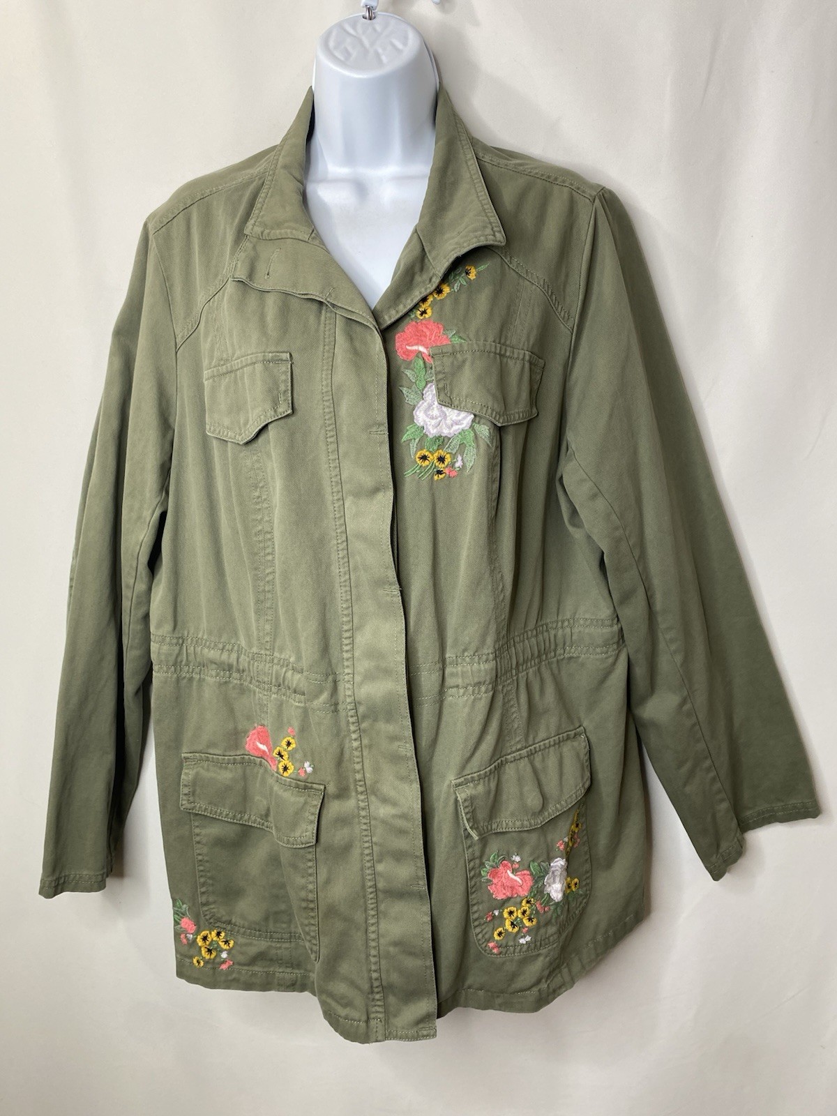 Ruff Hewn Womens Jacket Size 1X Military Inspired Embroidered Boho Floral Baddie Ruff Hewn Womens Jacket Size 1X Military Inspired Embroidered Boho Floral Baddie