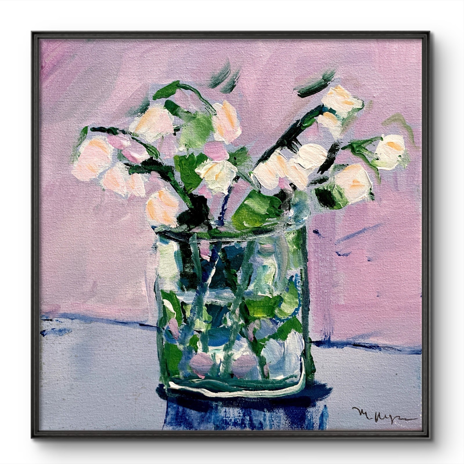 Mary Myers Original Expressionist Floral Still Life Painting 10x10 Acrylic